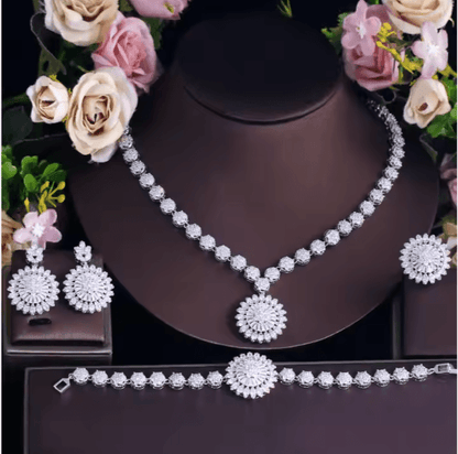 Zircon Jewelry Set/Necklace Earrings Four-Piece Set