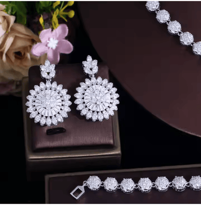 Zircon Jewelry Set/Necklace Earrings Four-Piece Set